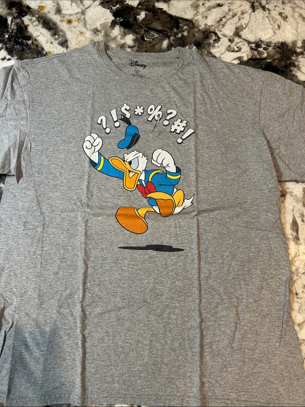 Disney Gray Donald Duck Graphic Tee with Colorful Cartoon Print